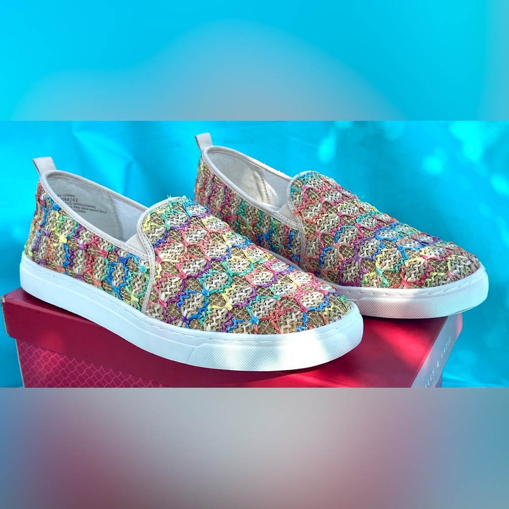 Kelly & Katie Rainbow Lenna slip-on loafer sneakers NIB